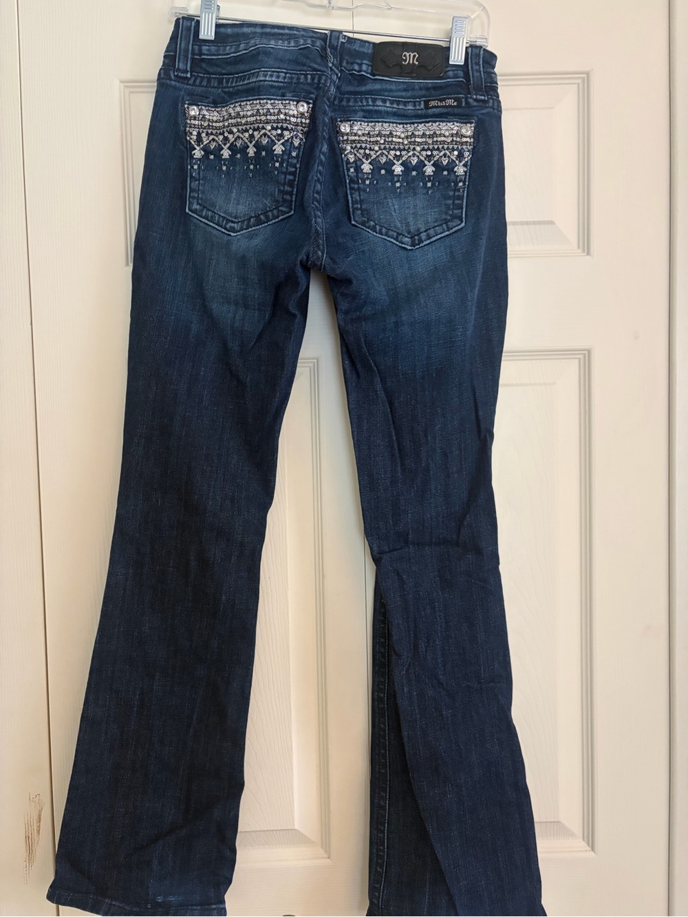 Miss Me Dark Blue Flare Jeans with Embroidered Back Pockets